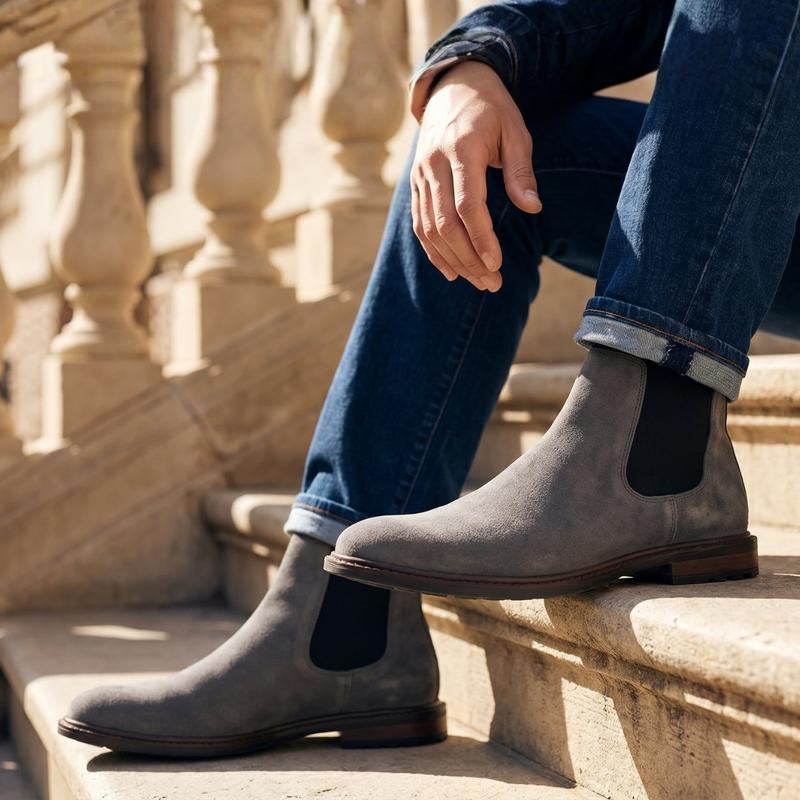 Botina Masculina Chelsea Casual Confortável Leve Resistente Cano Médio Sem Cadarço Ajuste em Elástico