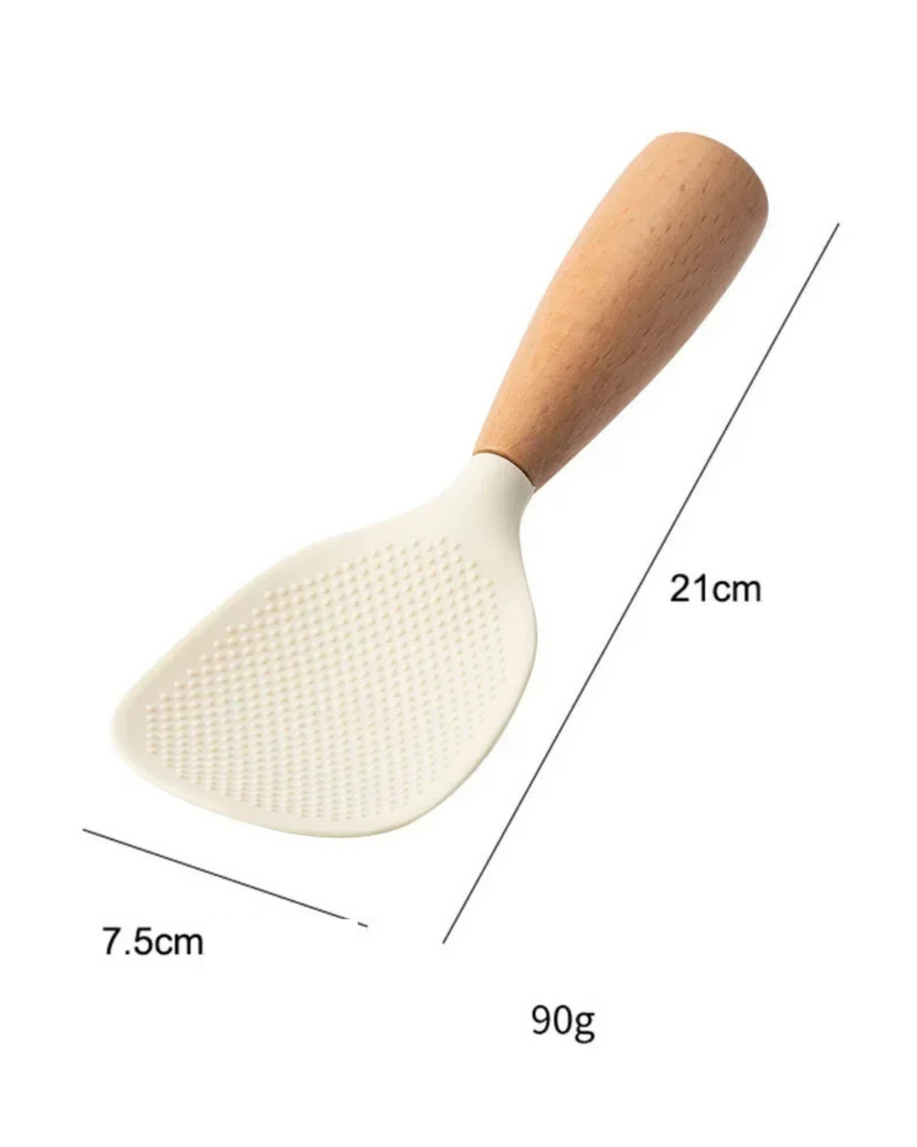 Colher de Arroz de Silicone com Cabo de Madeira Resistente ao Calor