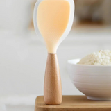 Colher de Arroz de Silicone com Cabo de Madeira Resistente ao Calor