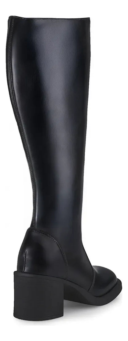 Bota Lóris Shoes Feminina Cano Alto Salto Bloco Conforto Elegante Montaria
