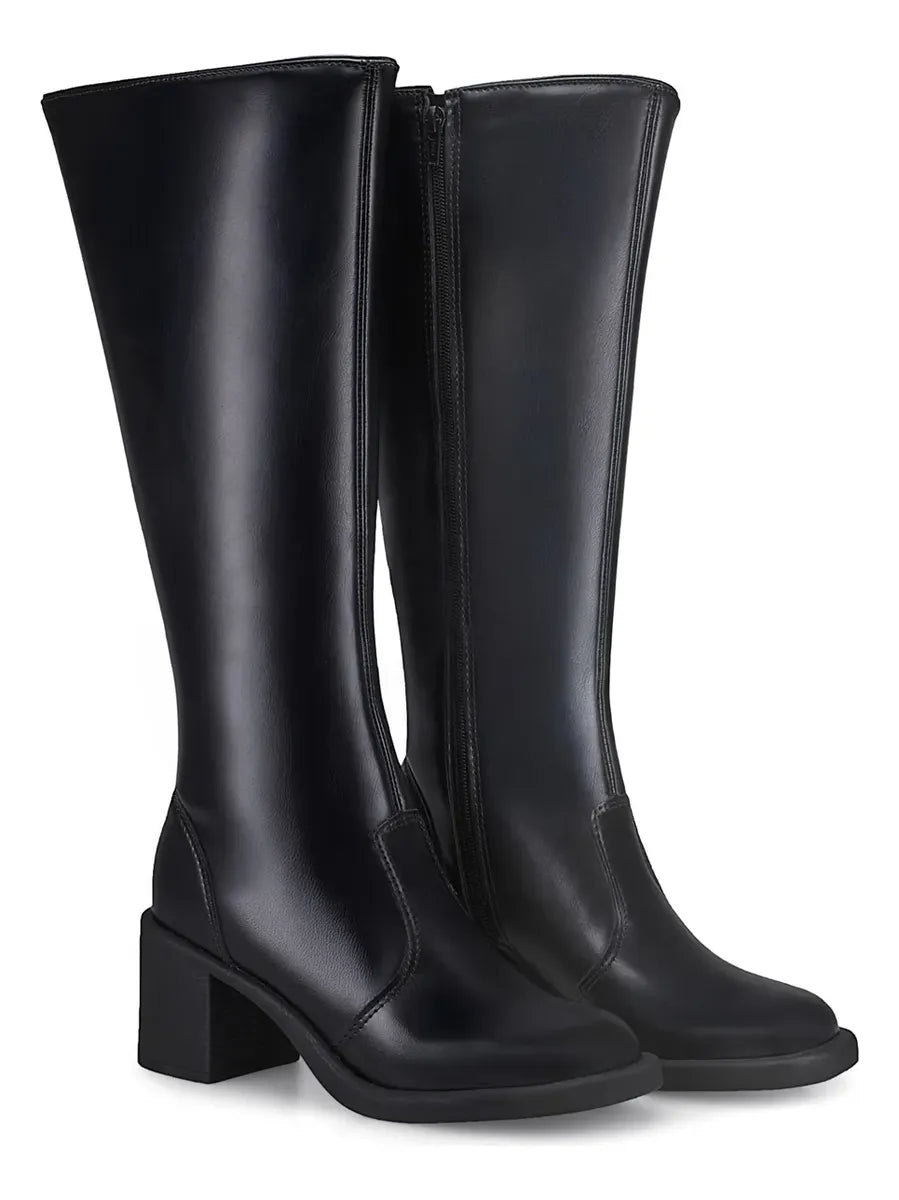 Bota Lóris Shoes Feminina Cano Alto Salto Bloco Conforto Elegante Montaria