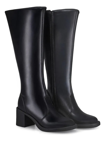Bota Lóris Shoes Feminina Cano Alto Salto Bloco Conforto Elegante Montaria