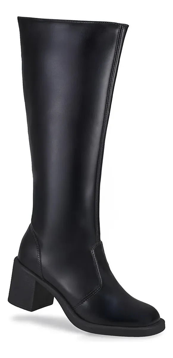 Bota Lóris Shoes Feminina Cano Alto Salto Bloco Conforto Elegante Montaria