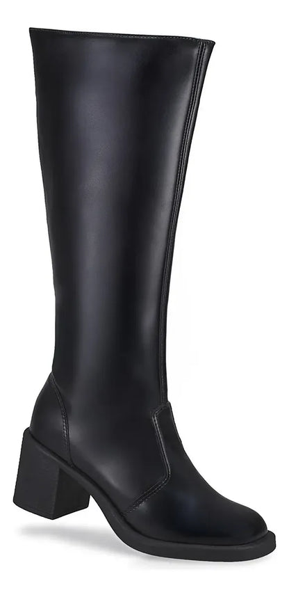 Bota Lóris Shoes Feminina Cano Alto Salto Bloco Conforto Elegante Montaria
