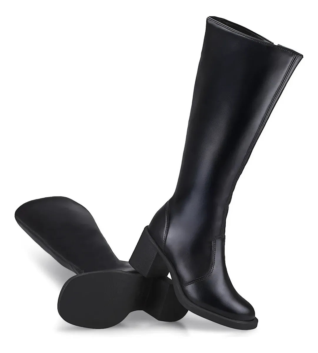 Bota Lóris Shoes Feminina Cano Alto Salto Bloco Conforto Elegante Montaria