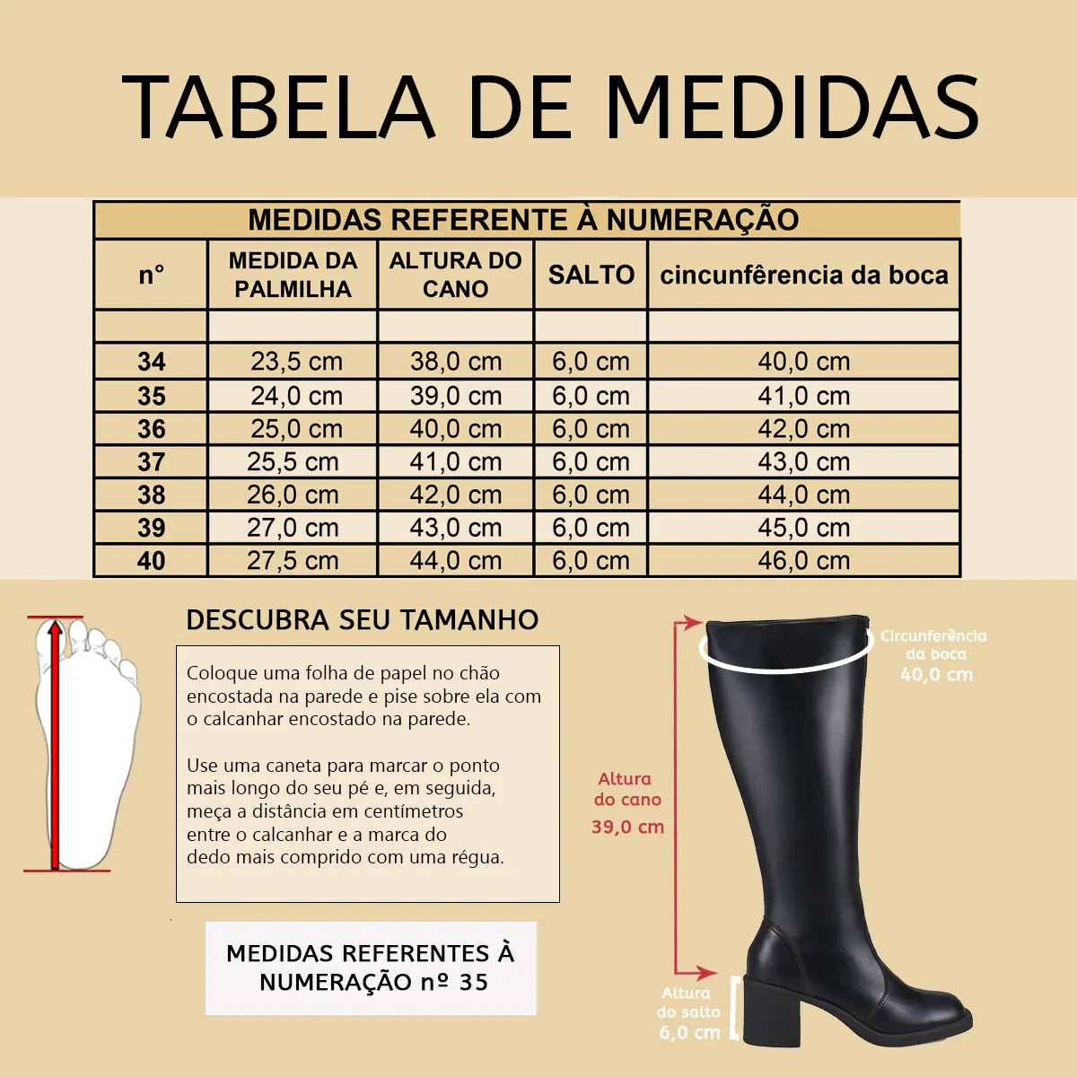 Bota Lóris Shoes Feminina Cano Alto Salto Bloco Conforto Elegante Montaria