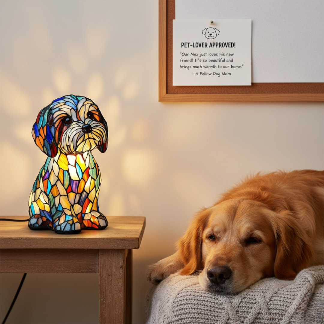 Companheiros Caninos Luminosos em Luz de Vitral