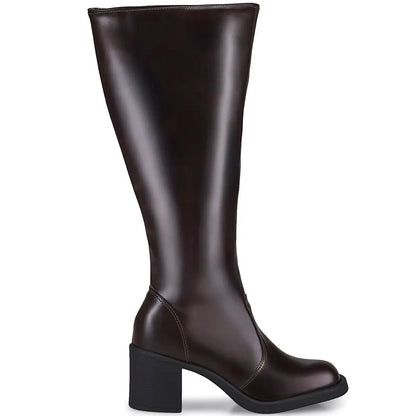 Bota Lóris Shoes Feminina Cano Alto Salto Bloco Conforto Elegante Montaria