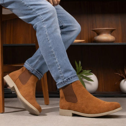 Botina Masculina Chelsea Casual Confortável Leve Resistente Cano Médio Sem Cadarço Ajuste em Elástico