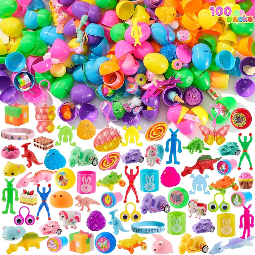Kit de ovos plásticos recheados com brinquedos surpresa